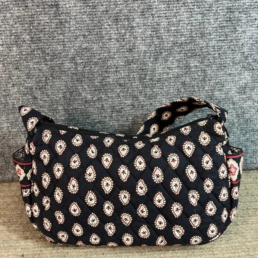 Vintage Vera Bradley Navy Paisley Quilted Cotton Shoulder Bag Mini Hobo Purse